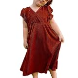 MOAGIS Toddler Baby Girls Midi Dresses Boho Fall Party Dress for Little Girls 3T Caramel