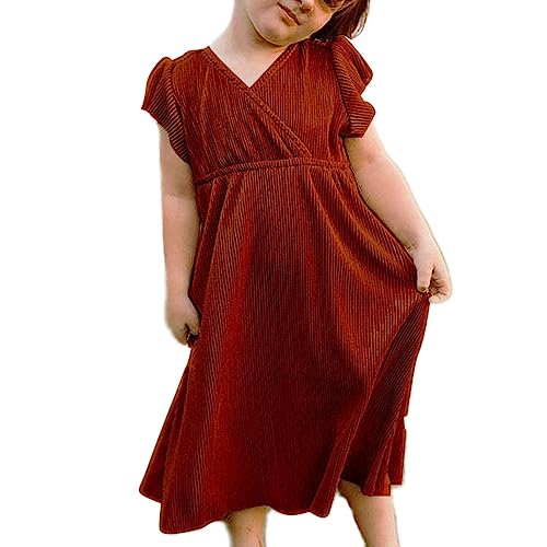 Moagis Toddler Baby Girls Midi Dresses Boho Fall Party Dress For Little Girls 3T Caramel #TOP4
