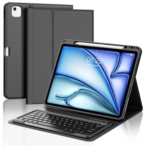 iPad Air 13 inch Case Keyboard (M3 2025 / M2 2024), Detachable Bluetooth Keyboard, Auto Sleep/Wake, Long Battery Life, Slim Cover with Pencil Holder for iPad 12.9” 6th/5th/4th/3rd (2022-2018) Black