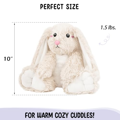 Image of Bunny Microwavable Stuffed Animal - 1.5 lb Unscented Heating Pad Plush, Soft Cozy Bunny Toy for Relaxation and Comfort, Gift for Women, Girls, Adults & Kids by Happy Fuel, Ivory