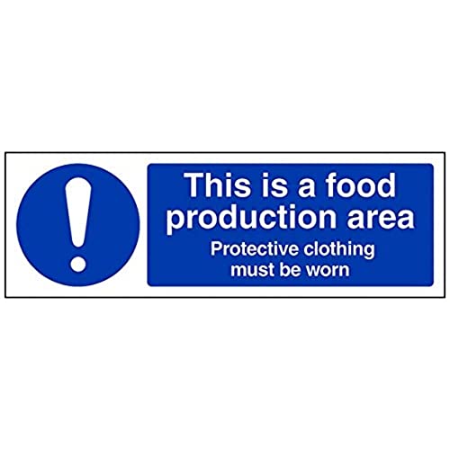 V Safety This Is A Food Production Area Sign - 300mm x 100mm - Self Adhesive Vinyl