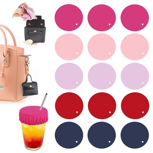 15Pcs Drink Cover Scrunchie with 1 Keychain Pouch, 3.74" Reusable