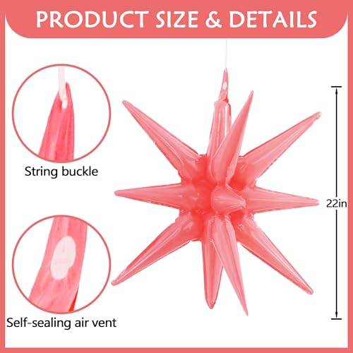 Image of TONIFUL 4 Pcs Explosion Star Balloons Nude Pink Foil Balloon Party Decor | 22 Inch Large Mylar Star Balloon for Girls Women Birthday Wedding Bridal Shower Baby Shower Anniversary Photo Booth Supplies