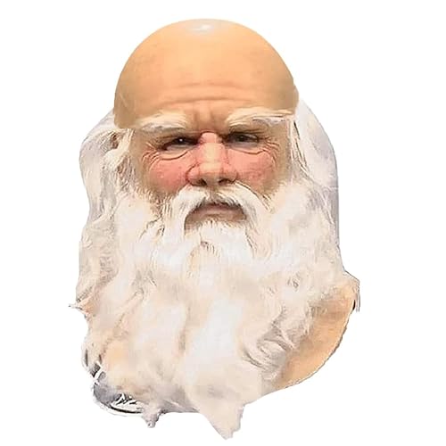 Jorzer Máscara de Pai Natal com barba branca látex máscara natalícia para crianças bonitos adultos com máscaras de rosto cheio para festa de cosplay carnaval ferramentas de cosplay
