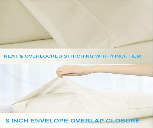 Image of King Bedsheet 100% Egyptian Cotton - 400 Thread Count Sheet Set - Includes 1 Flat Sheet & 2 Pillowcases - Durable, Breathable, Luxury Feel, Hotel Style - Ivory Solid