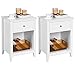 Yaheetech Lot de 2 Tables de Chevet en Bois Blanc Tables de Nuit Tables d'Appoint avec 1 Tiroire et 1 Compartiment Stockage Ouvert 45x35x61cm Chambre/Salon/Bureau