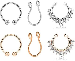 AVYRING Fake Nose Rings Hoop Clip On Nose Septum Ring Faux Non-Pierced Nose