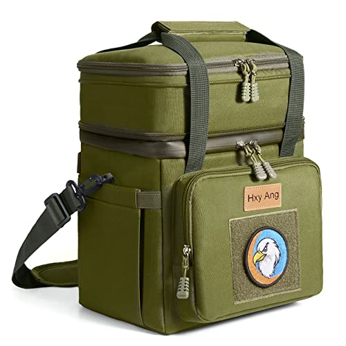 Hxy Ang Tactical Lunch Box For Men, Expandable Insulated Lunch Bag, Large Waterproof Leakproof Cooler Bag With Molle Webbing/Adjustable Shoulder Strap, Durable Lunch Tote For Adults Work Picnic Green #TOP28