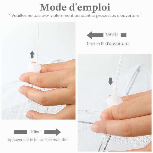Homealexa 6PCS Cloches Alimentaire Pliables, Protection Contre Les Mouches, pour Aliments, Fruits, Pique-Nique, Barbecue, Blanc, 1 Taille XL + 5 Standard – vue 6