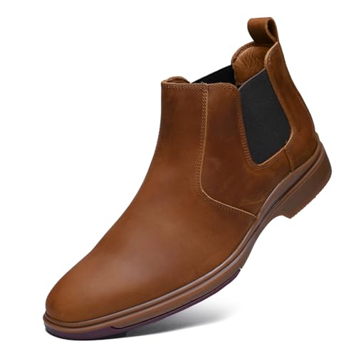 Image of ArcBrothers Men's Chelsea Boots, Relaxed Fit Roomy Toe Box Design, Premium Leather Slip-on Ankle Boots, All-Day Comfort