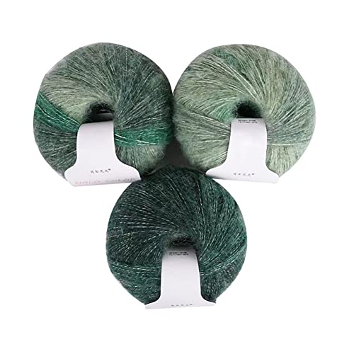 3 Stück Mohair Farbverlauf Hochwertiges Garn Ombre Mischgarnknäuel Weiche Mohair Strick Wolle Garn Für Zum Stricken Und Häkeln 30g/Rolle