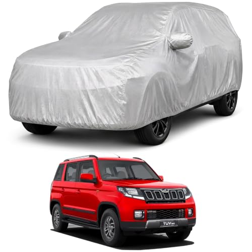 Image of Autofact Car Body Cover Compatible with TUV 300 | Custom Fit Car Cover | 100% Water-Resistant| Triple-Stitched Lightweight Fabric | Dustproof | Indoor & Outdoor Use | Elastic Bottom