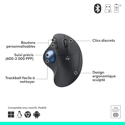 Trackball sans fil Bluetooth Logitech ERGO M575 compatible Windows Mac Linux - 7