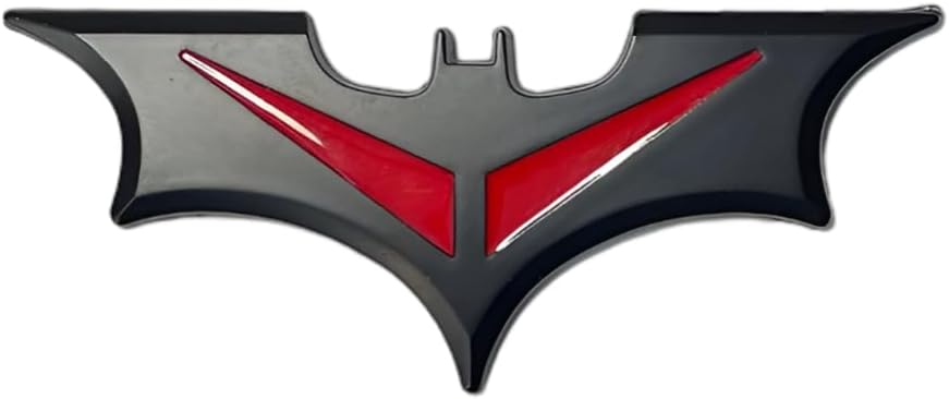 Fan Emblem DC Comic Superhero Logo Car Emblem in Matte Black and Red