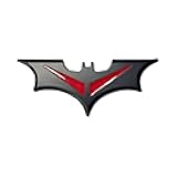 Fan Emblem DC Comic Superhero Logo Car Emblem in Matte Black and Red