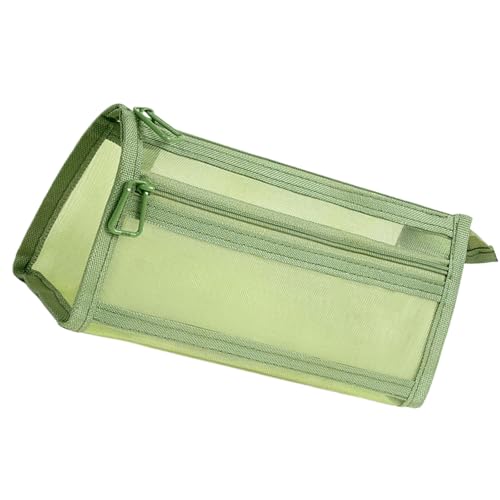 ダブルレイヤーメッシュペンシルケースペンバッグ大容量ポーチクリアデスク主催者クリアダブルレイヤーメッシュポーチ学生用メッシュポーチ