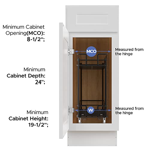 Lovmor Pull Out Cabinet Organizer (7" W X 21" D) Kitchen Cabinet Organizer And Storage, Chrome 2-Tier Cabinet Pull Out Shelf For Narrow Cabinet, Black #TOP2