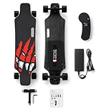 Longboard Elektrisch, Neues Elektro Longboard Skateboard mit LCD Remote, 15/22/30 km Distanzoptionen, Dual Drive Gefühl, Ahorn-Deck, PU-Rollen für Park, Campus und Outdoor Freizeit B30km