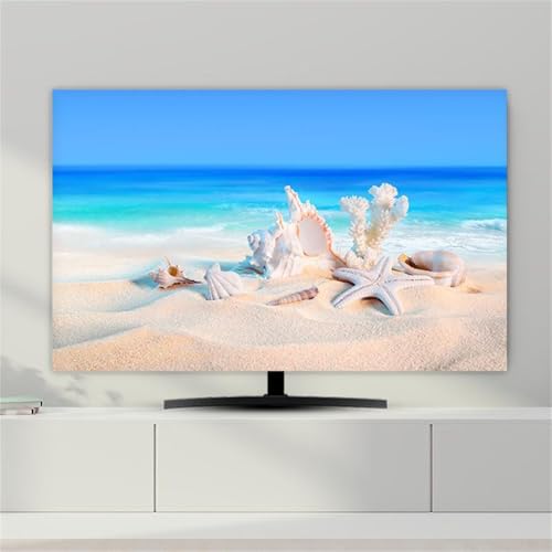 Hixingo Copertura Antipolvere per TV, Motivo Stella Marina 3D Copri Televisore 32-80inch Copertura Televisore Cover TV Elastica Copri TV Protezione TV Universale (37-39inch,Spiaggia sabbiosa)