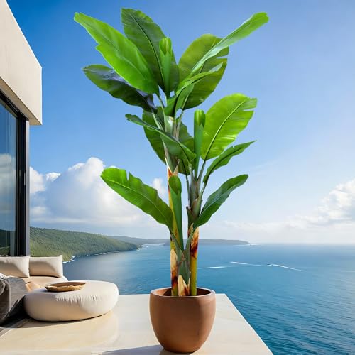 Artificial Banana Tree 6ft(72in) Tall Faux Banana Leaf Plant with 12 Leaves, Fake Realistic Tropical...