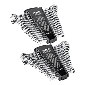 VEVOR Combination Wrench Set, 30-Piece Ratcheting Wrench Set with Organizer Rack, Cr-V Steel Wrench Set SAE 1/4″ to 1″, Metric 8 mm to 24 mm, Ideal for General Household, Garage, Workshop, Emergency