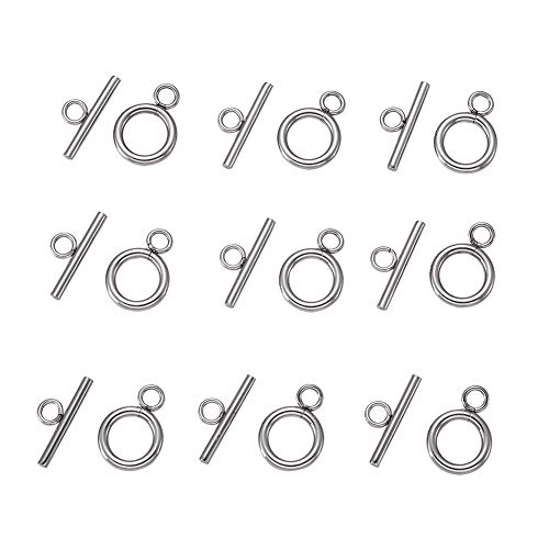 Craftdady 20 Sets Edelstahl Runde Knebelverschlüsse Haken Ring Knebelverschlüsse für Handwerk Armband Schmuck Herstellung