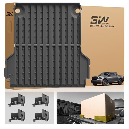 3W Truck Bed Mat Compatible with 2022-2025 2026 Ford Maverick Gas & Hybrid Car Accessories Vehicle Perfectly Flush All Weather Protection TPE Heavy Duty Pickup Car Bed Cargo Mat