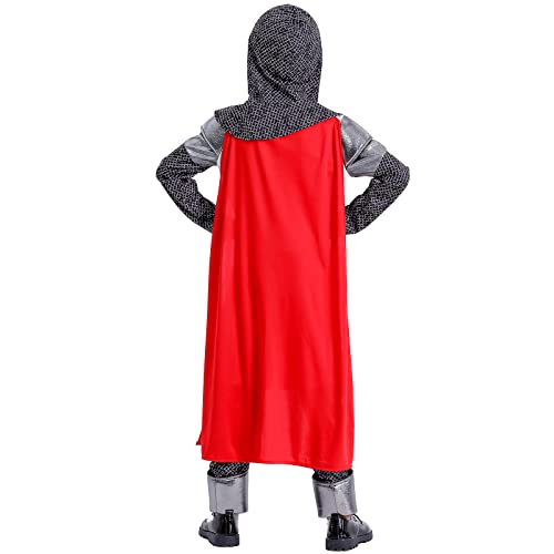 Faltern Knight Costume Boy Kids Medieval Knight Costume Renaissance Knight Crusader Templar Tunic Knight Cosplay Outfit Cloak #TOP4