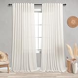 KOUFALL Living Room Curtains 84 Inches Long,Extra 72 Inch Wide 72x84 Linen Sheer Pleat Curtain Drapes 84 Inch Length 2 Panels Set