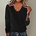 Cozy Warm Cashmere Sweaters for Women V Neck Soft Lightweight Pullover Sweater Loose Casual Ladies Long Sleeve Plus Size Teen Girl Clothes Christmas Tops 2025 Fall Winter Black