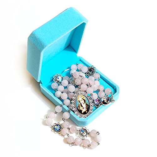 Seven Sorrows Rosary Beads Chaplet Natural Crystal Rosery Cross Catholic gifts2