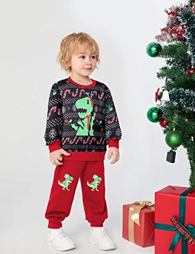 Image of MIGU Toddler Boy Christmas Outfit Long Sleeve Sweater Pants Casual Clothes Baby Boy Christmas Hat 3pcs Gift Sets