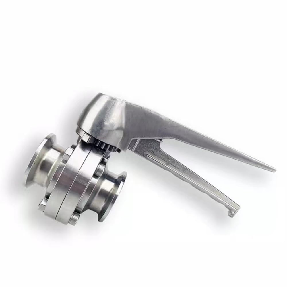tap Angle Valve, 1.5" Tri Clamp Butterfly Valve Squeeze Trigger 1-1/2" 38mm S304 Stainless Steel Sanitary(Plastic Handle)(Stainless Handle)