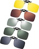 Frienda 5 Pairs Polarized Clip On Sunglasses Rimless Flip Up Anti Glare Driving Glasses (Elegant Color, 2.36 x 1.85 Inch)