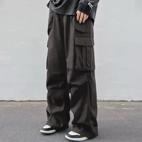 Men Hiking Cargo Pants Baggy Solid Joggers Sweatpants Sports Loose Fit Straight Casual Trousers with Multiple Pockets2