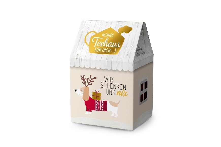 Mini Teehaus Weihnachts-Geschenkset- 12er Display mit 8x 3,5g Früchtetee Sauerkirsche - Sortierte Motive - Ideal als Wichtelgeschenk und Adventskalender-Füller (Display - Rot)