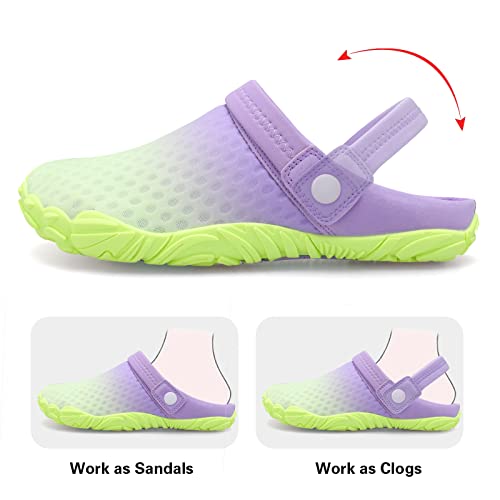 Besroad Mens Womens Slip On Classic Comfortable Clogs Garden Park Hiking Sandals Slippers Gradient Light Green 12 Women/11 Men #TOP3