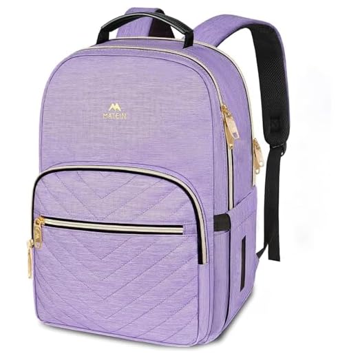 MATEIN Laptop Backpack for Women, Anti Theft 15.6 Inch College Bookbag with USB Charging Port, Water Resistant Stylish Travel Computer Bag Work Lightweight Backpack with RFID Pocket for Nurse, Purple
