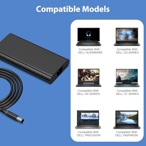 Image of 240W 180W 7.4mm Tip Laptop Charger Compatible with Dell Alienware 13 15 17 R1 R2 R3 R4 X51 M17 M15 M17X M18X,Dell Precision 17 7710 7730 7670 7780 7770 M6500 M6700 Adapter Power Cord