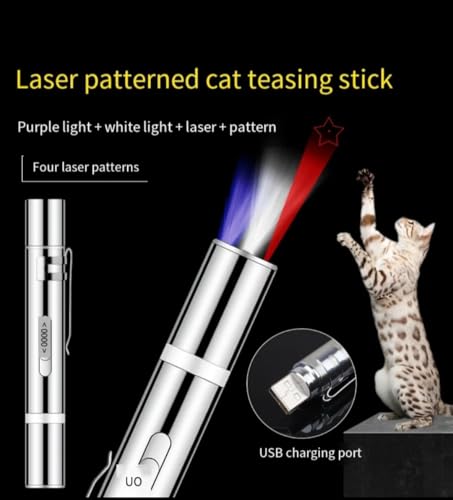 TechNest Laser LED Pointer für Katzen und Hunde, 7-in-1 Interaktives Spielzeug mit 5 Mustern, USB Wiederaufladbar, Trainings- und Lichtspielzeug für Haustiere