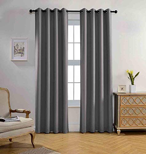 MIUCO Blackout Curtains Room Darkening Textured Grommet Window Curtains 2 Panels for Bedroom 52 x 95 Inch Long Grey by MIUCO - Used condition - US$17.90