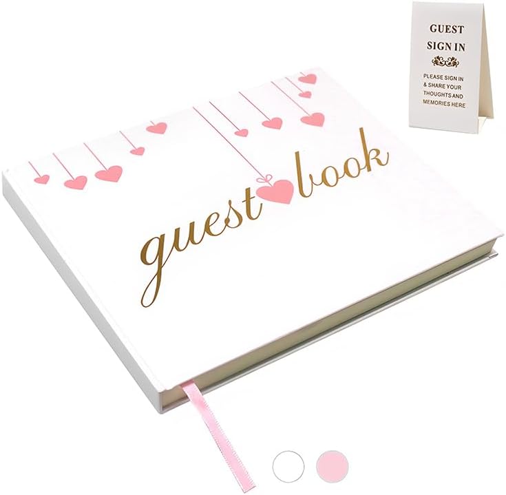 SumDirect Wedding Guest Book,Hardcover Polaroid Guest Book with 150 Lined Pages for Wedding Receptions, Baby Showers, Birthdays, Sign-in, Photos and Special Events (White)