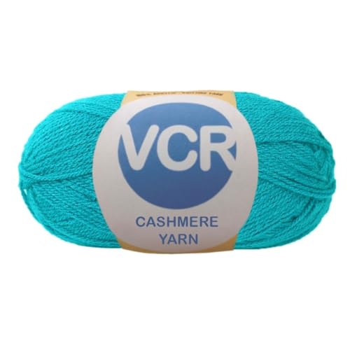 Image of VCR Peacock Blue Cashmere Knitting Yarn, 100 Grams Hank, 265 Meters Length, Acrylic 75% and Nylon 25%, Soft Crosia Thread for Crochet and Knitting, Suitable for Sweaters, Pullovers and Jackets