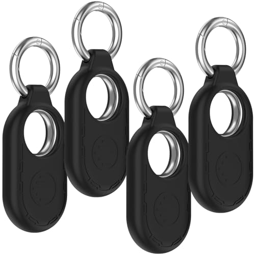 �y4���Z�b�g�zMiimall �Ή�Samsung Galaxy SmartTag2�p �V���R���ی�P�[�X �u���b�N Galaxy SmartTag 2 �g���b�J�[ �V���R���ގ� �����O�� �y�� �h�Ռ� ���^ �����h�~ �C�菝�h�~ ����~�� �S�g�ی� Sma