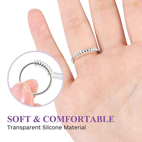 Sewacc Ring Size Adjusters 12Pcs Clear Silicone Ring Guard Invisible Jewelry Sizer Plastic Ring Adjusters Clear Spiral For Loose Rings Men Women #TOP7