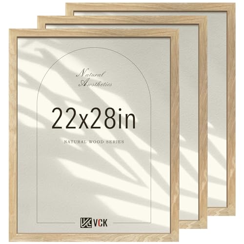 VCK 22x28 Poster Frame Set of 3, Natural Solid Wood, Wall Hanging