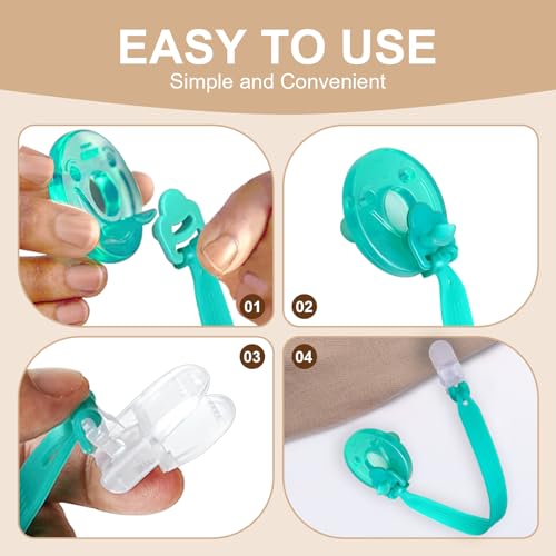 Image of Silicone Pacifier Clip with Adapter Ring for Philips Avent Soothie, 2 Pack One-Piece Soft Binky Clips Holder for Baby Boys Girls, Anti-Loss Paci Clips for Baby Shower Newborn Essentials