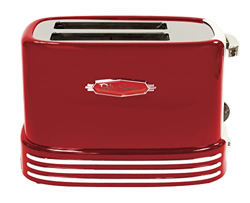 Nostalgia Retro Wide 2-Slice Toaster, Vintage Design With Crumb Tray, Cord Storage & 5 Toasting Levels, Red #TOP3