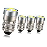 Ruiandsion 4pcs 3V 6V 12V E10 LED Bulb 3030 3SMD White LED Replacement Bulb Upgrade for Flashlights Torch Light,No Polarity (3V)