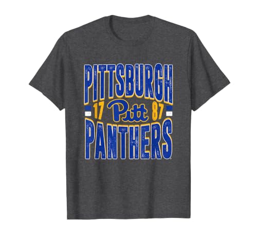 Pittsburgh Panthers Vintage 90's Retro Officially Licensed T-Shirt, Men, Dark Heather Grey, 4X-Large
